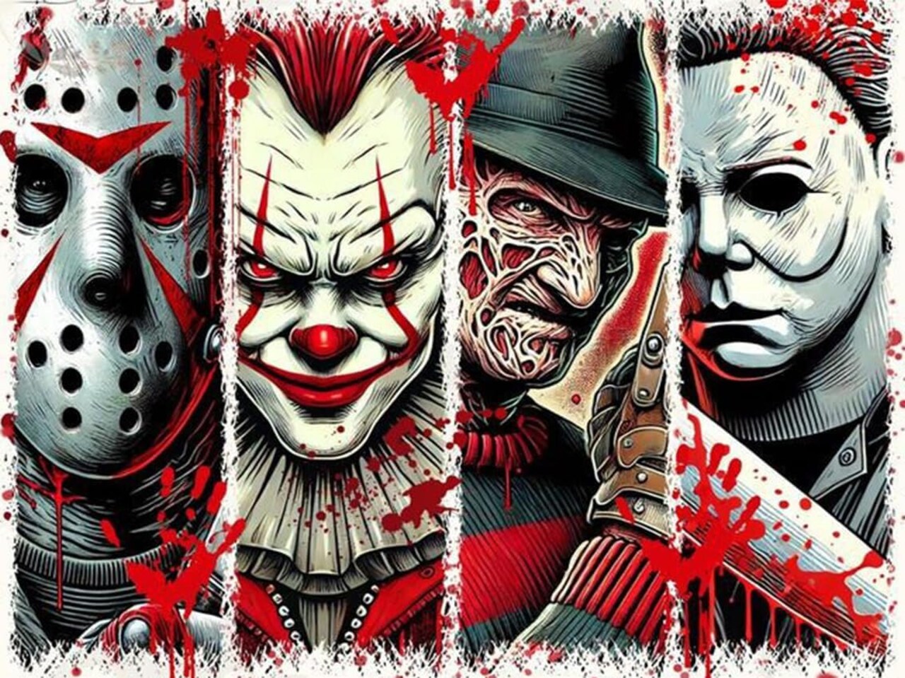 Halloween 5D Diamond Painting Kit for Adults – Full Round Drill Horror Movie DIY Gem Art Craft for Beginners, Holiday Gift & Home Wall Decor, 12x16 Inch
